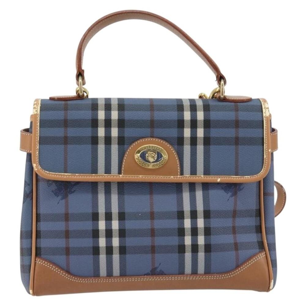 Burberry Nova Check Coated Canvas Handbag Blue